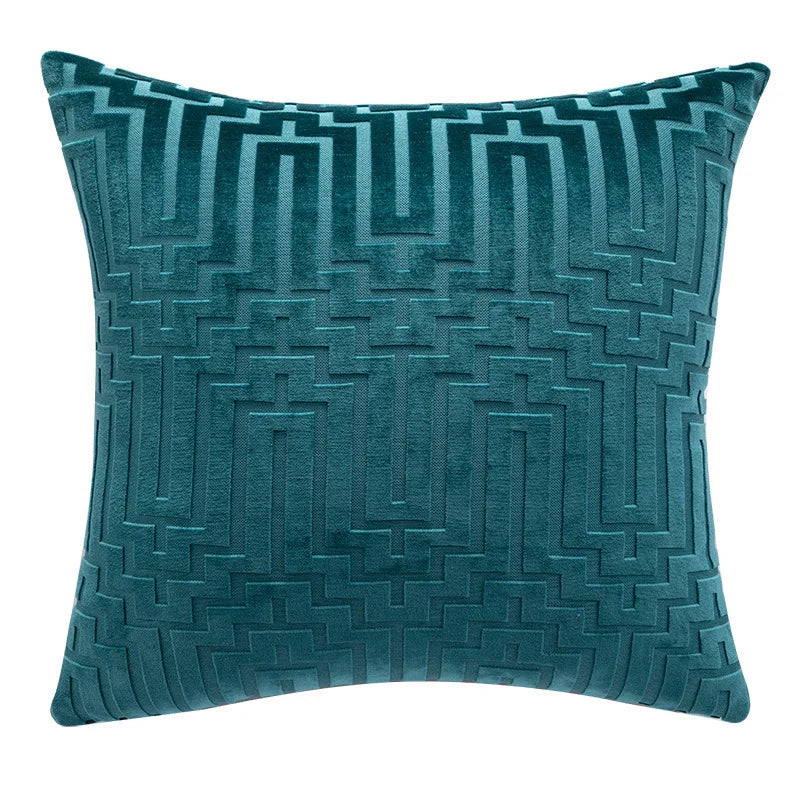 Geometric Velvet Throw Pillow Cover — styling detail