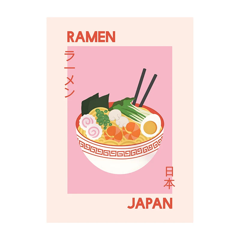 Trendy Kitchen Pizza Sushi Minimalist Canvas Wall Art