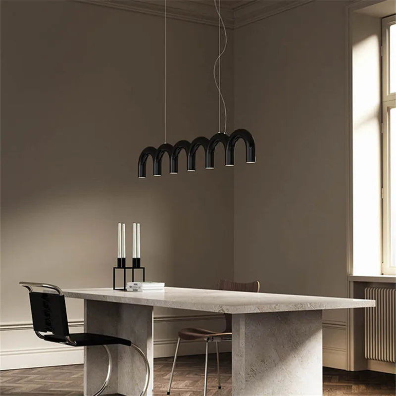Circle form tube chandelier at 60 centimetres diameter in black