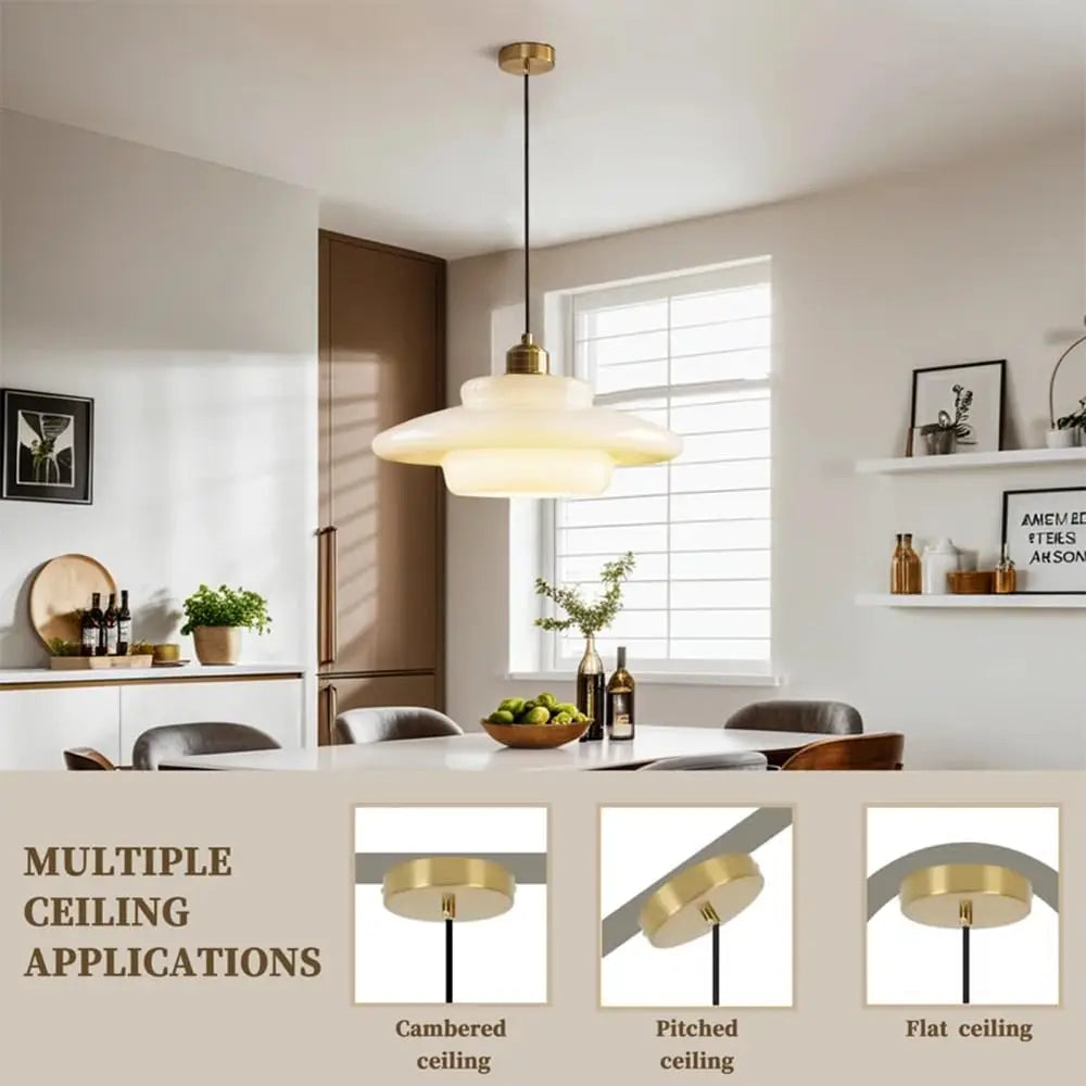 Cream Glass Art Pendant Light