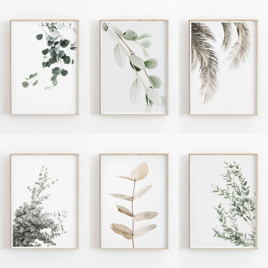 Nordic Minimalist Botanical Eucalyptus Canvas Wall Art