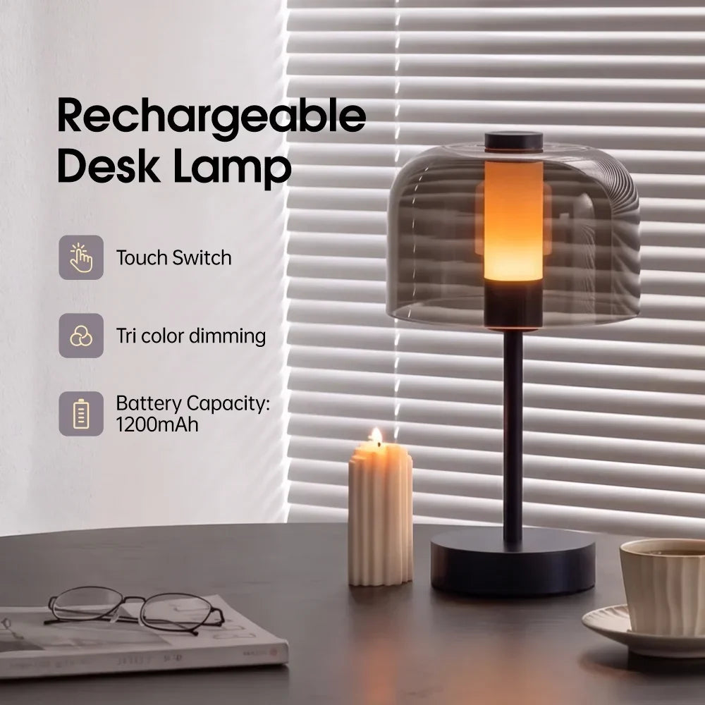 White transparent rechargeable lamp bedroom bedside ambient light