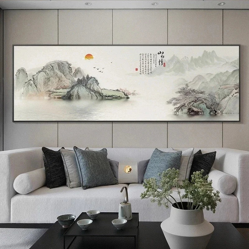 Chinese Landscape Panoramic Canvas Wall Art Print