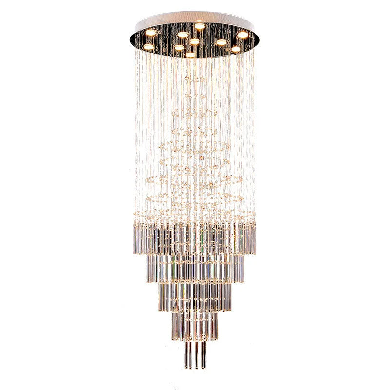 K9 crystal chandelier, 19.7 in across and 59.1 in long, in a hall