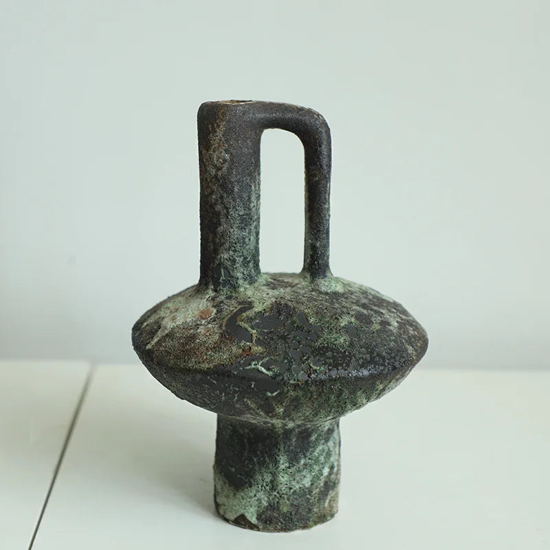 Retro Wabi Sabi Coarse Ceramic Vase Zen Décor | Aurelia