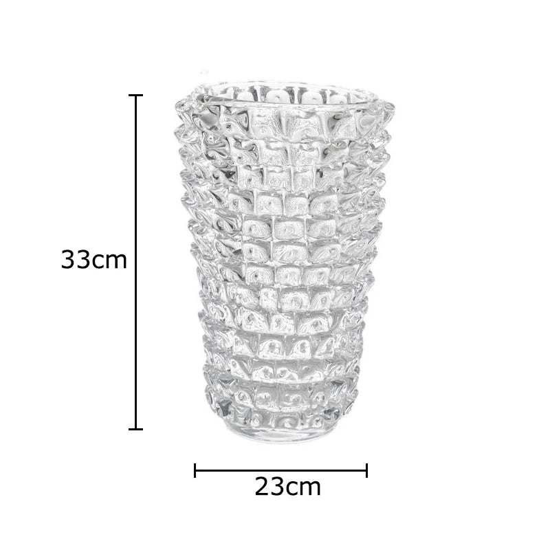 Transparent wrinkle vase with single large flower stem display