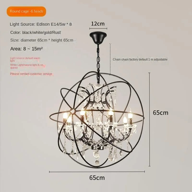 Wrought Iron Orb Chandelier