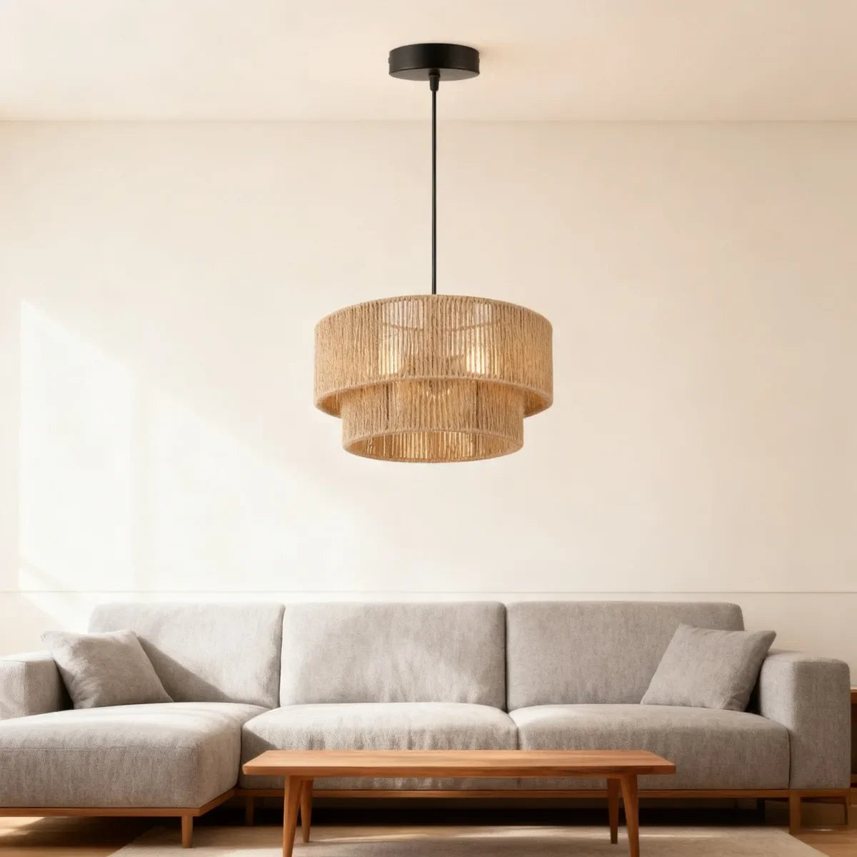 Hemp Rope Drum Shade Pendant