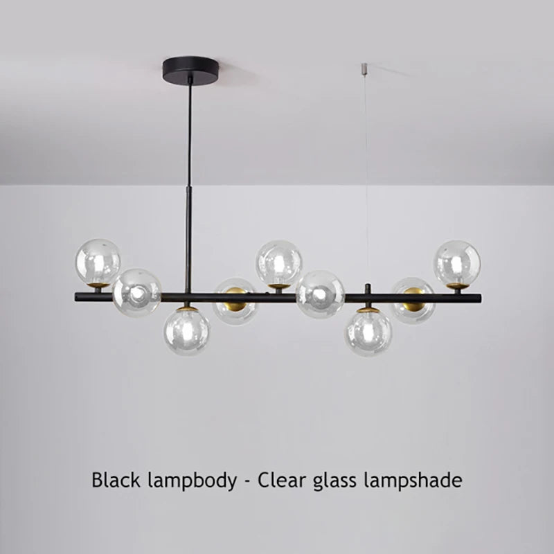 Nine head linear chandelier 32.7 in long on a cord pendant drop