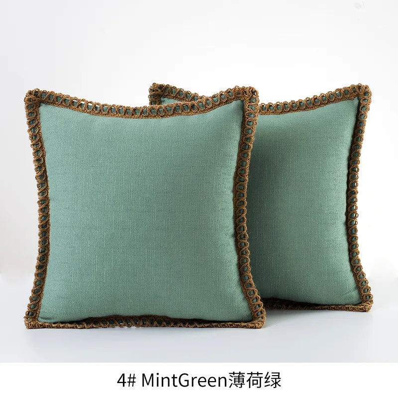 Burlap Linen Farmhouse Pillow Cover — styling detail