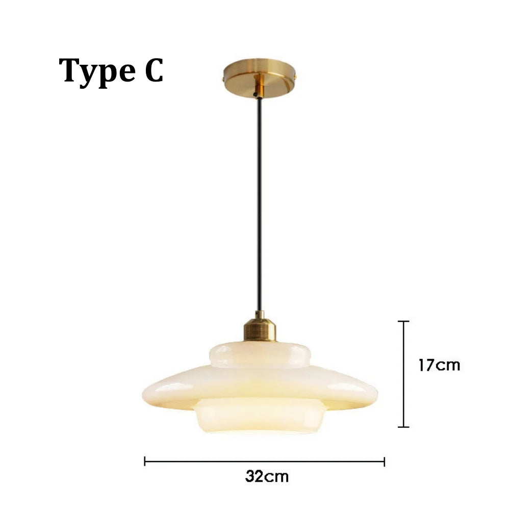 Cream Glass Art Pendant Light