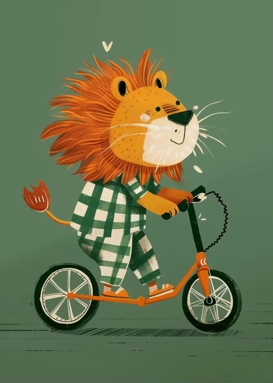 Cute Skateboard Animals Kids Canvas Wall Art Print