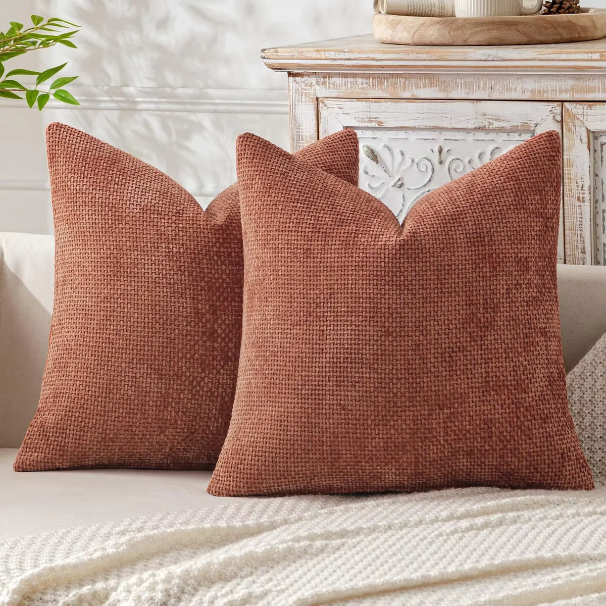 Boho Patchwork Corduroy Pillow Cover — styling detail