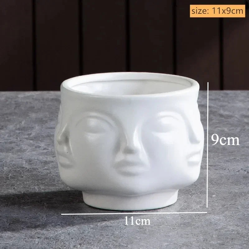 Ceramic Human Face Vase Sculpture Handmade Art | Aurelia