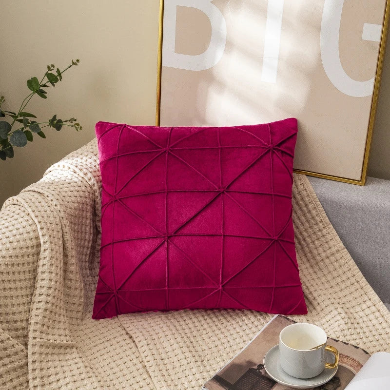 Checkered Velvet Throw Pillow Cover