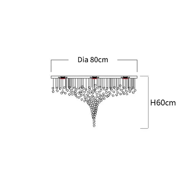Red stone crystal chandelier in cold white light, 90 to 260V