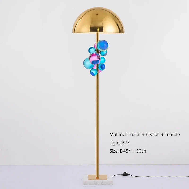 Globo glass floor lamp from above showing spherical shade detail