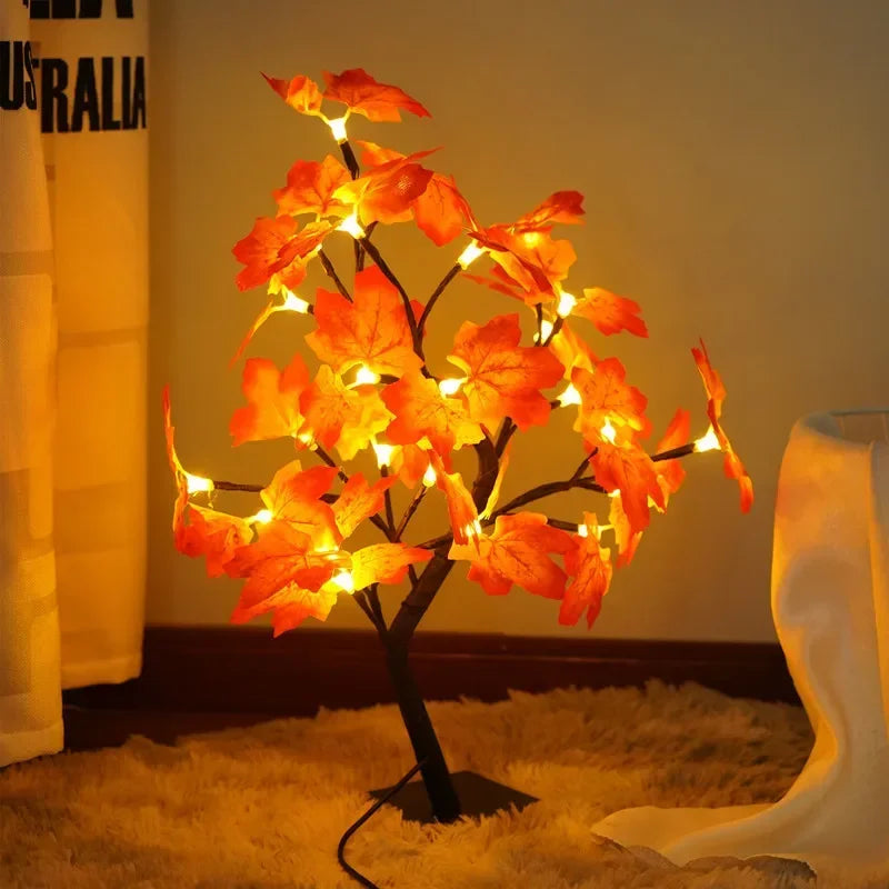 Rose pink fairy flower tree night light illuminated delicate branch detail