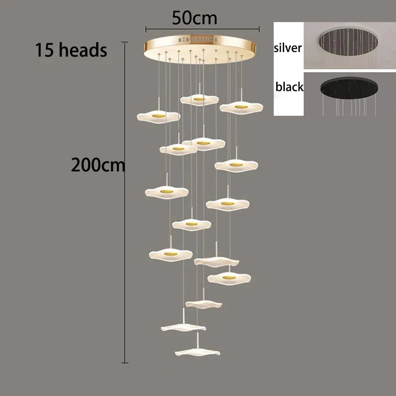 Thirty five head cascade chandelier with a 137.8 in (350 cm) drop