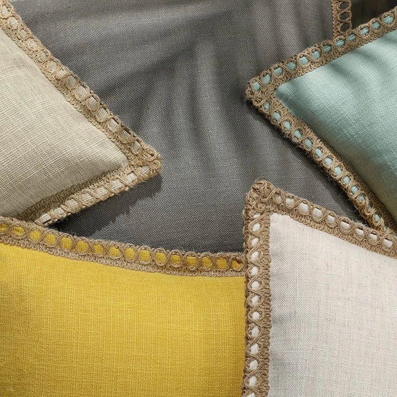 Burlap Linen Farmhouse Pillow Cover — styling detail