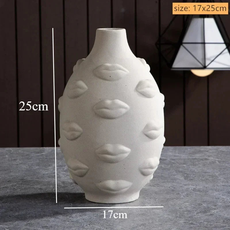 Ceramic Human Face Vase Sculpture Handmade Art | Aurelia