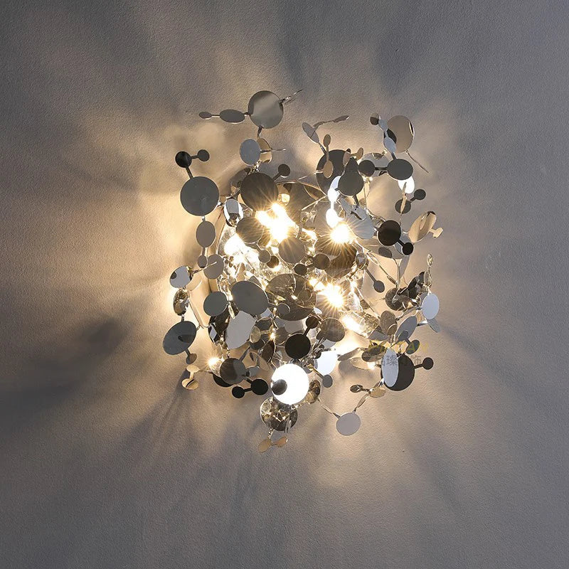 Titanium gold chandelier with three heads in a round cluster