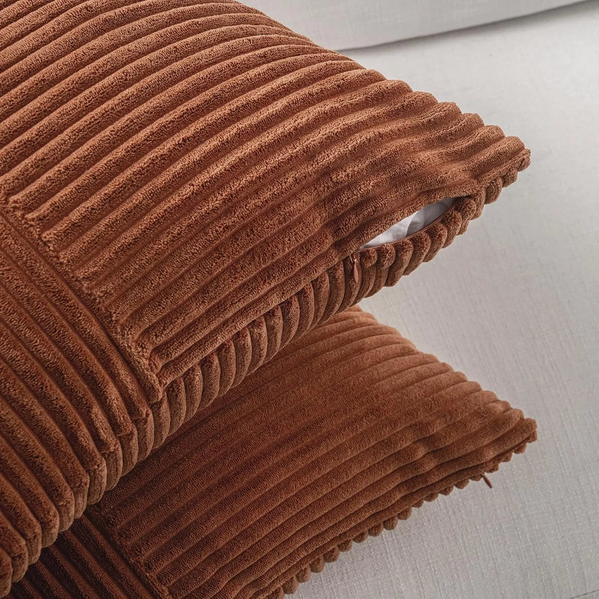 Boho Patchwork Corduroy Pillow Cover — styling detail