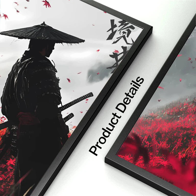 Japanese Samurai Warrior Abstract Canvas Wall Art
