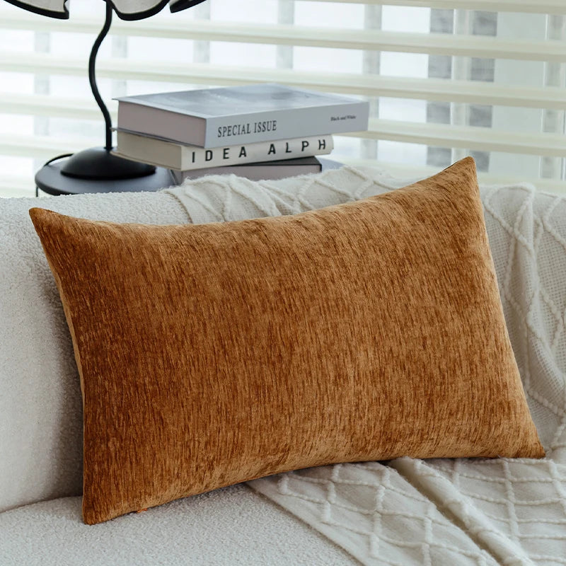 Solid Chenille Throw Pillow Cover — styling detail