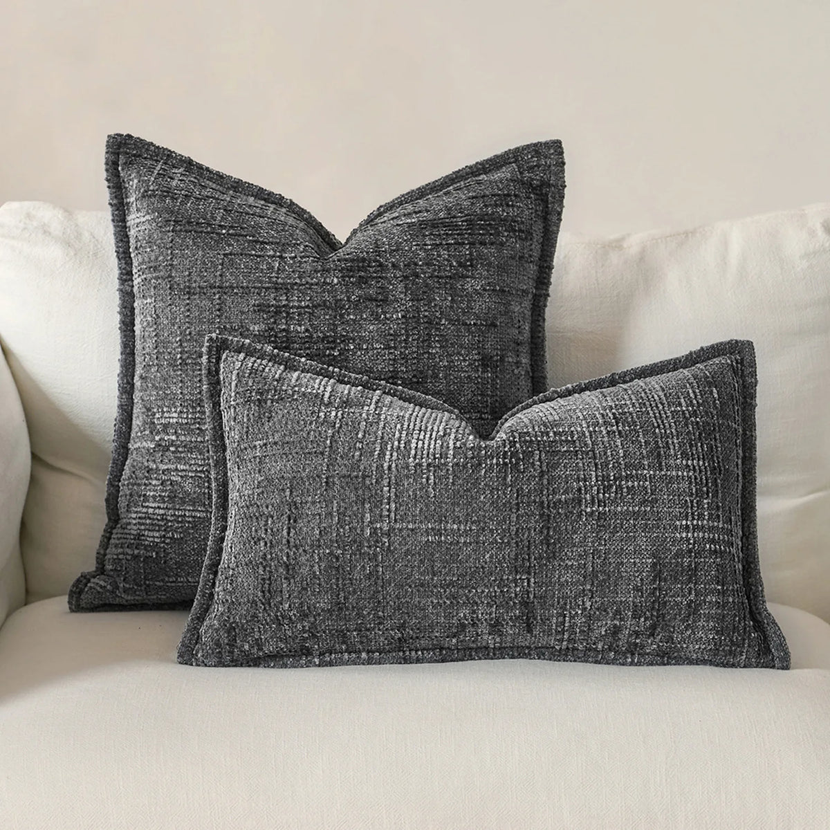 Solid Chenille Throw Pillow Cover — styling detail