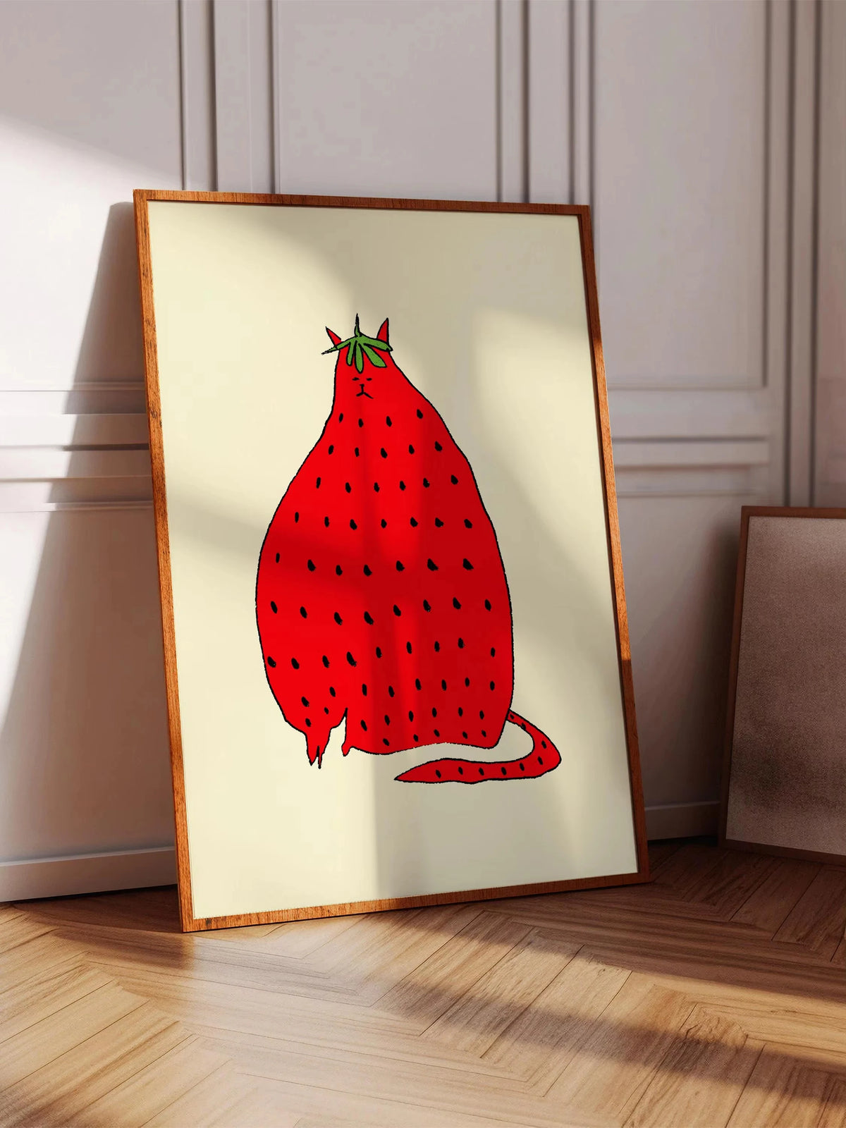 Abstract Whimsical Cat Canvas Wall Art Print