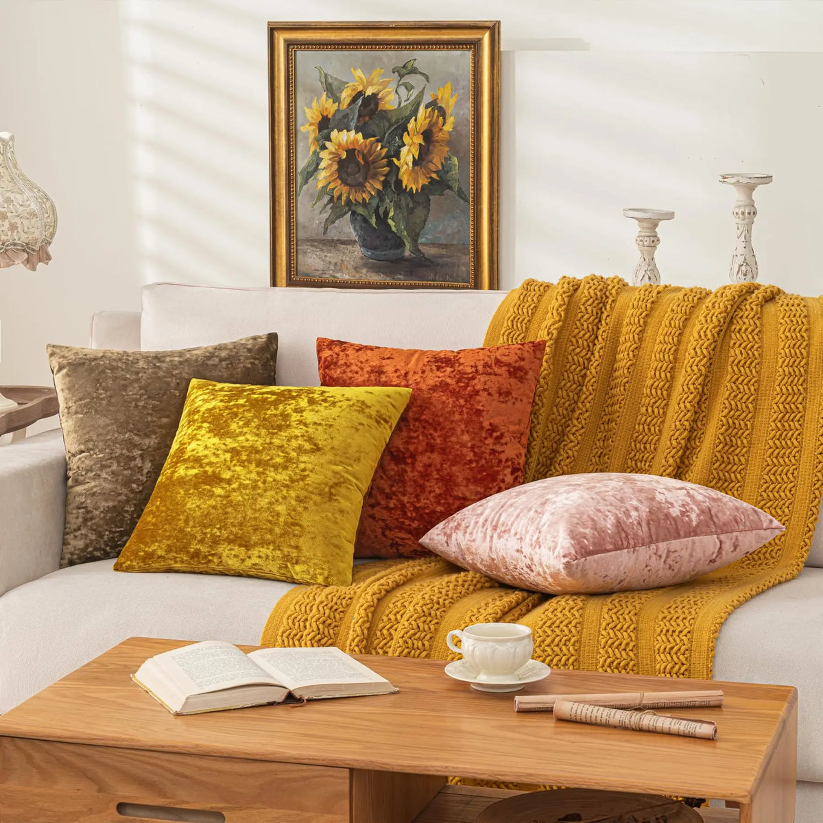 Velvet Throw Pillow Cover — styling detail