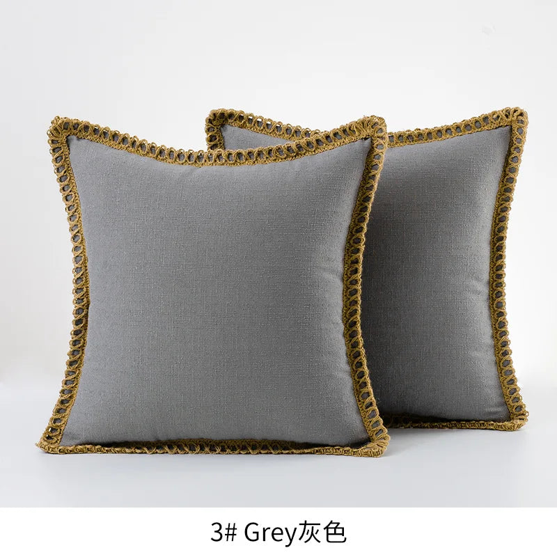 Burlap Linen Farmhouse Pillow Cover — styling detail
