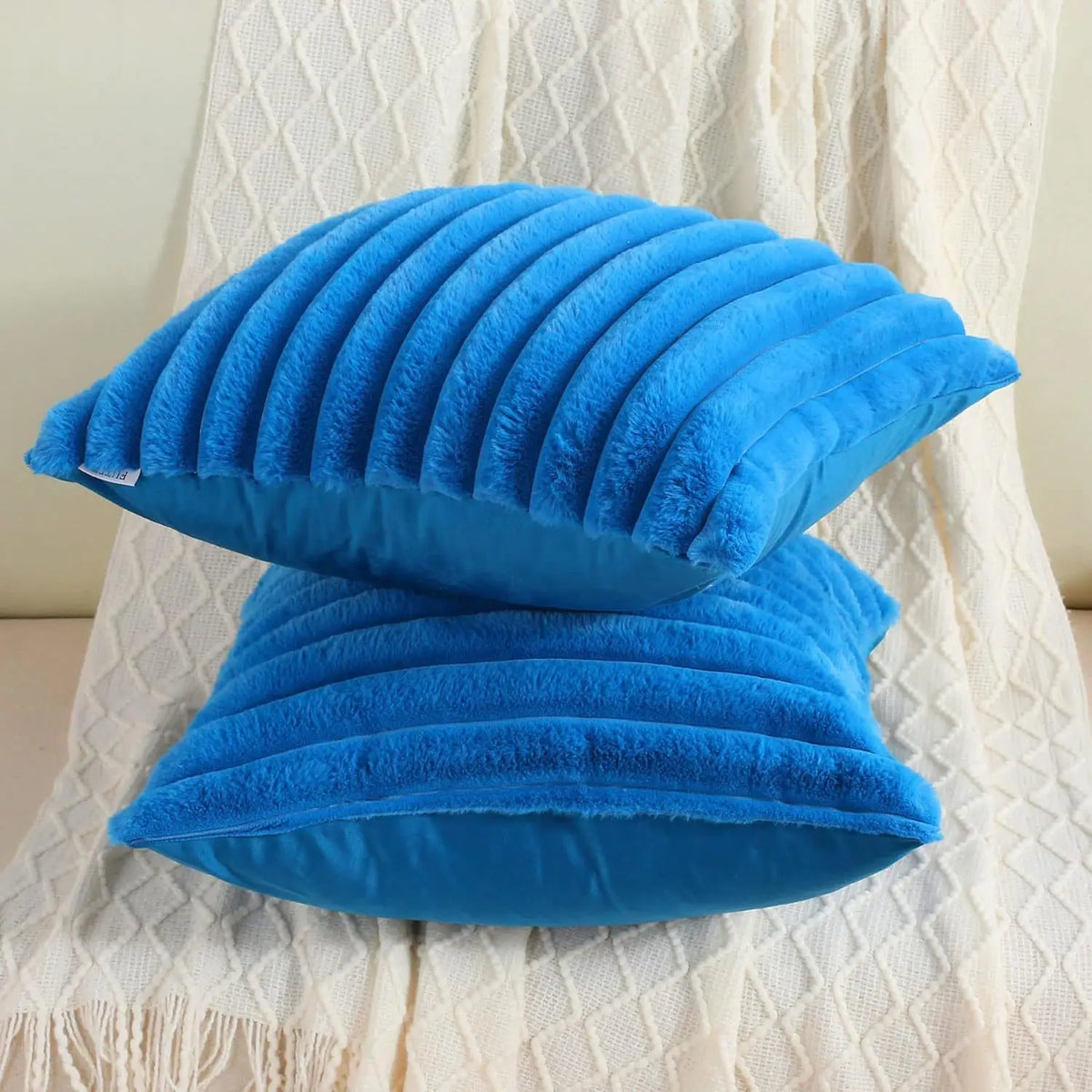 Woven Stripe Throw Pillow Cover — styling detail
