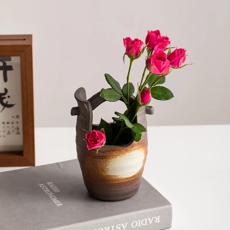 Irregular stone shape ceramic mini vase hydroponic home gift