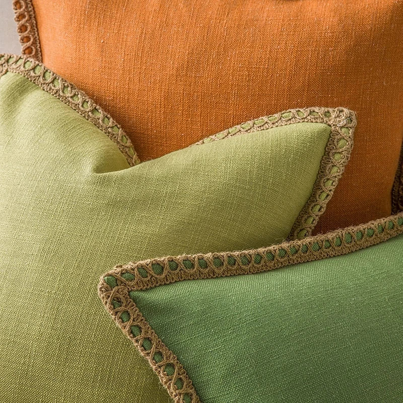 Burlap Linen Farmhouse Pillow Cover — styling detail