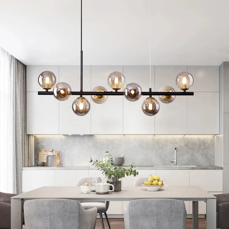 Eleven head chandelier 39.4 in long and 9.4 in high on wrought iron
