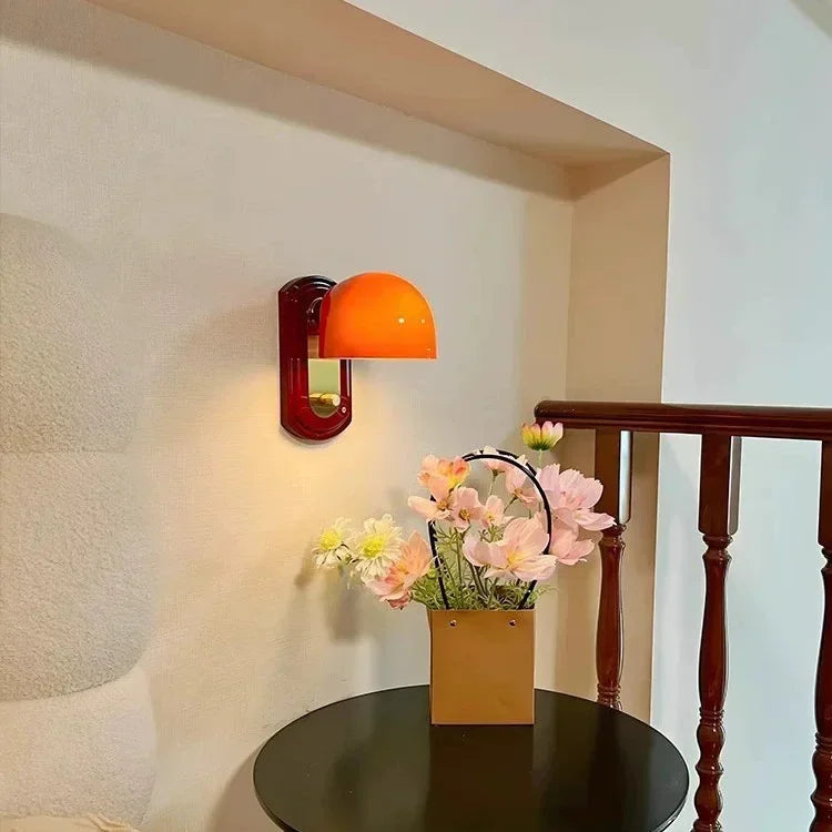 glass wall sconce, close-up of shade and hardware detail