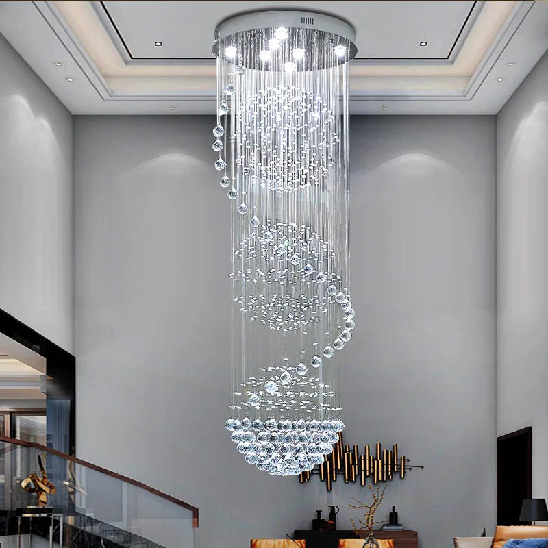 Crystal chandelier, 47.2 in across and 137.8 in long, for a foyer