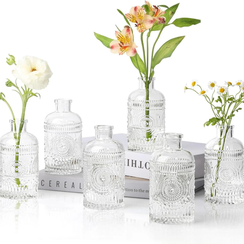 Retro Mini Glass Bud Vase Set Hydroponic Wedding | Aurelia