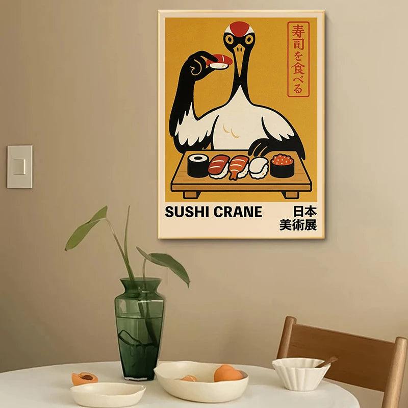 Japanese Anime Takoyaki Matcha Cat Canvas Wall Art