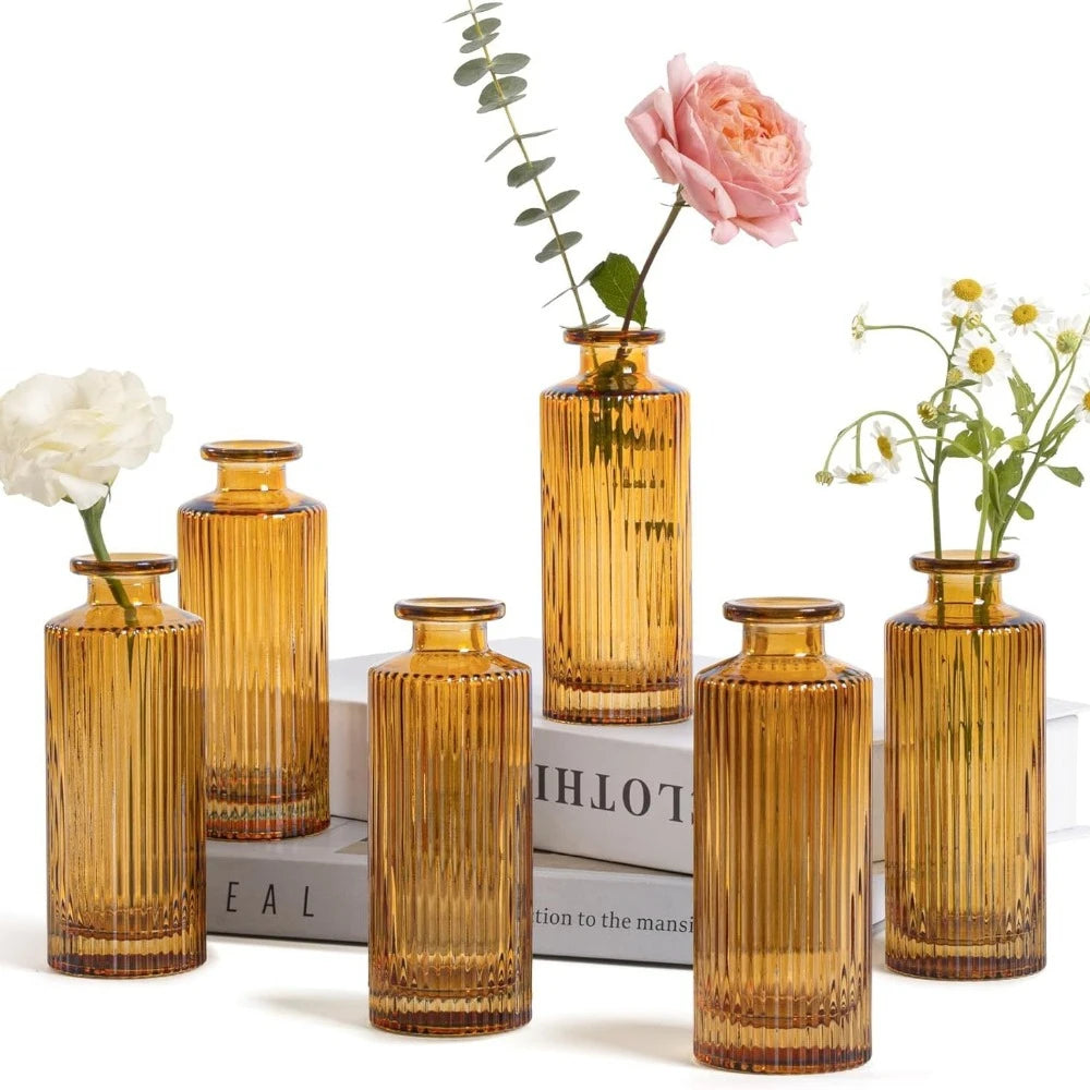 Retro Mini Glass Bud Vase Set Hydroponic Wedding | Aurelia