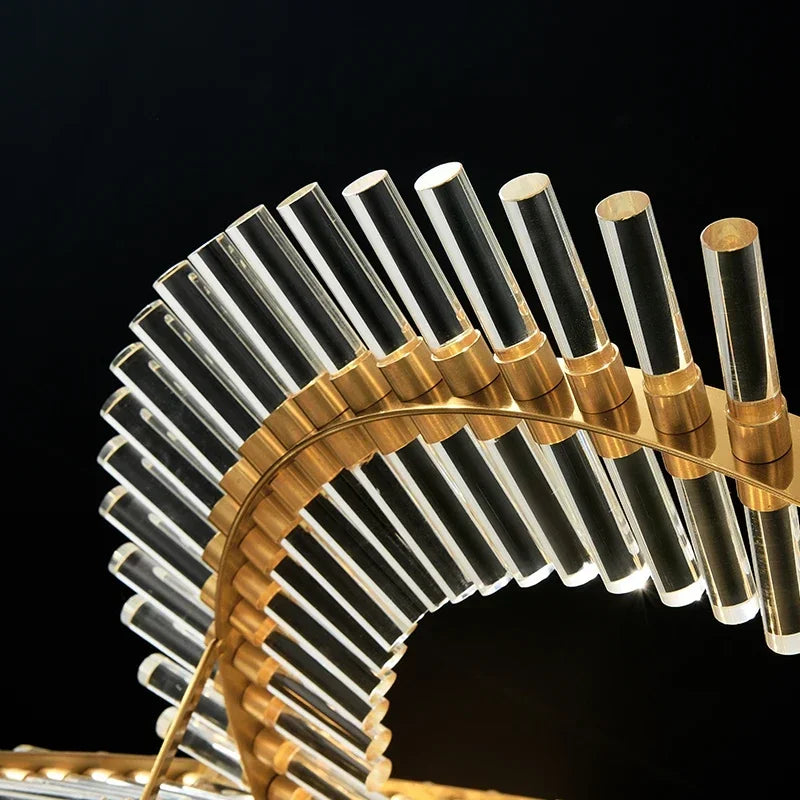 Post modern gold chandelier with clear glass globes and G9 sockets