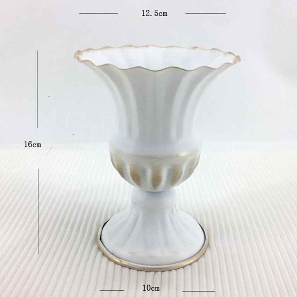 Side view of 12x15.5cm gold metal vase showing tall elegant tapered silhouette