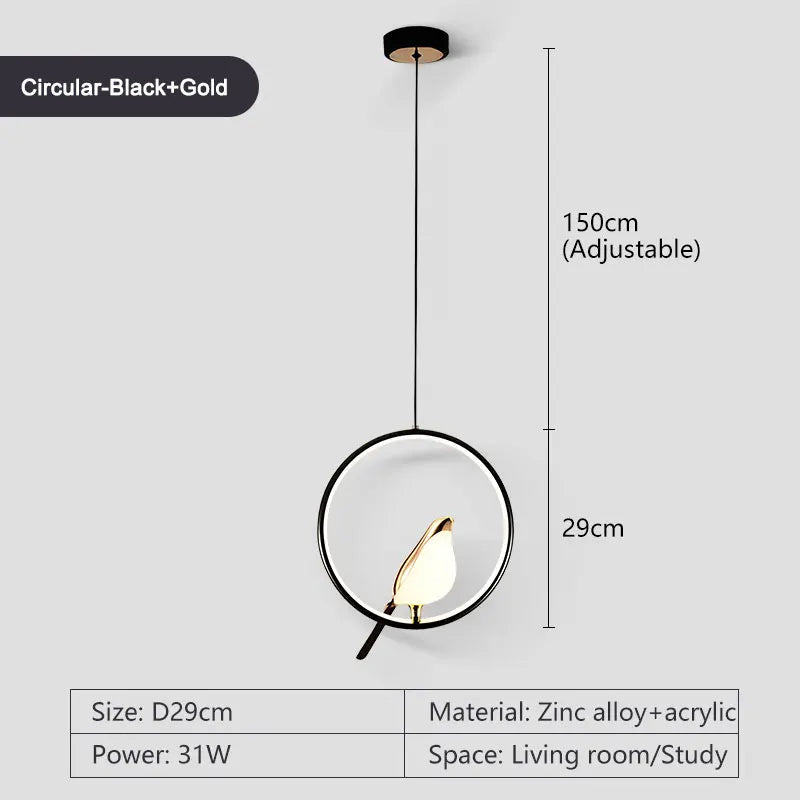 Magpie Bird LED Pendant