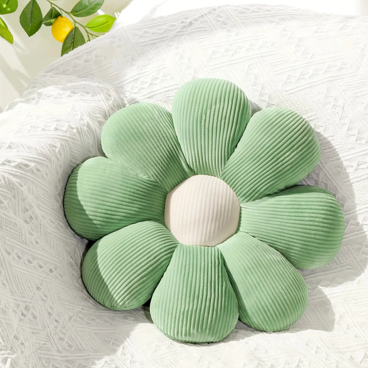 Sunflower Plush Decorative Pillow — styling detail