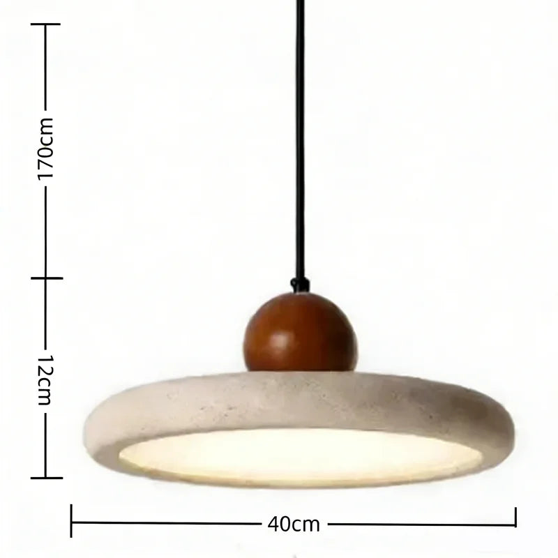 Walnut collar travertine chandelier in the 30 centimetre diameter