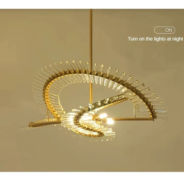 Round glass globe array chandelier at 39.4 in across in warm light