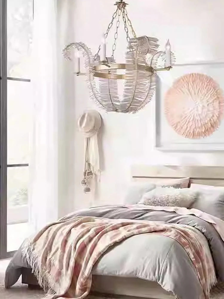 Crystal chandelier, 19.7 in across, in a silver metal finish