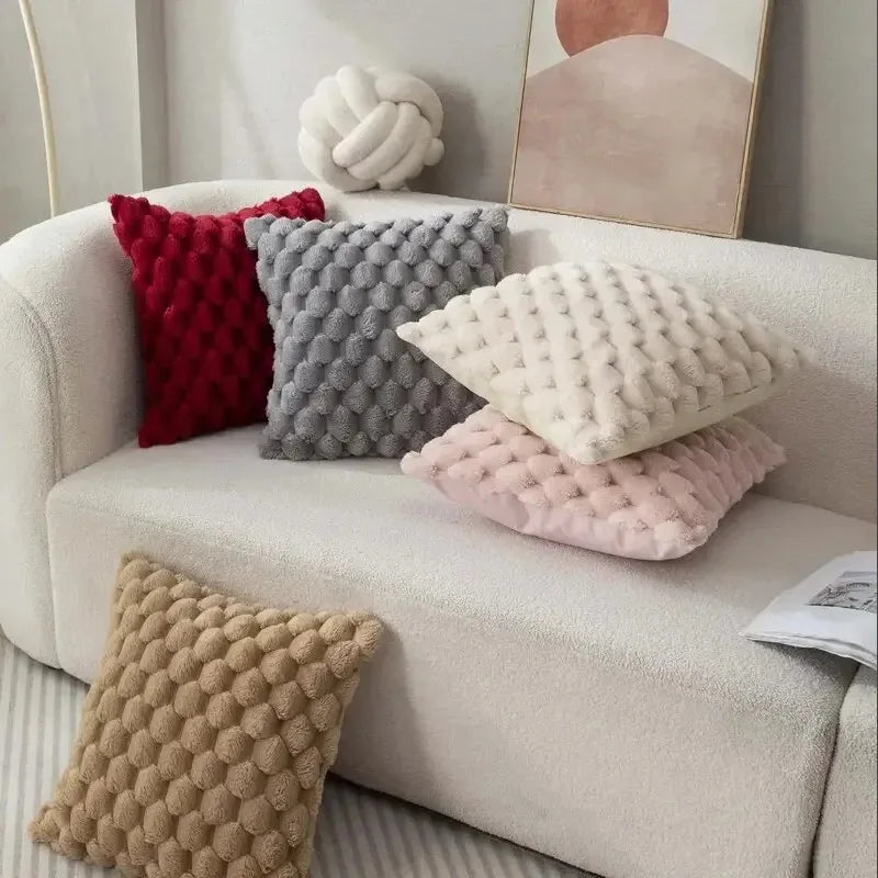 3D Textured Plush Throw Pillow Cover — detail